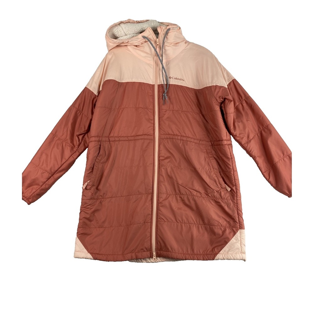 Columbia Parka Jacket Women's Sz L Pink Fleece Lined Warm Winter Outdoors
